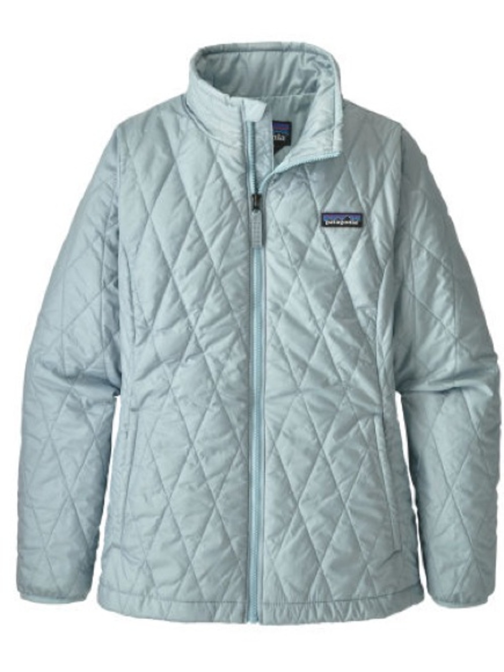 Patagonia Girls Nano Puff Diamond Quilt Jacket Light Plume Grey Blue Size XXL